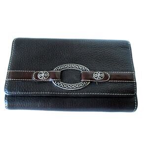 Brighton Women's Brown Leather Wallet With Credit Card Slots & Checkbook